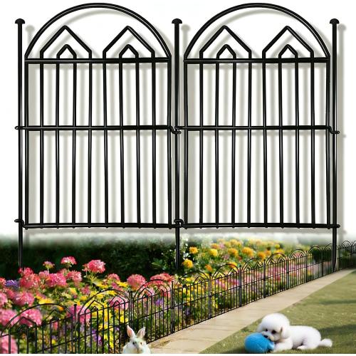 Decorative Garden Fence 17in x 34.6ft (32 Panels), Rustproof Metal No Dig Arched Garden Border Fencing with Stakes, Small Animal Barrier Flower Bed Fence for Yard Patio Lawn Outdoor Decor