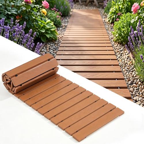 COLOR GREY ❗❗Garden Pathway, HDPE Outdoor Walkway with Handle,Teak,7.5FT