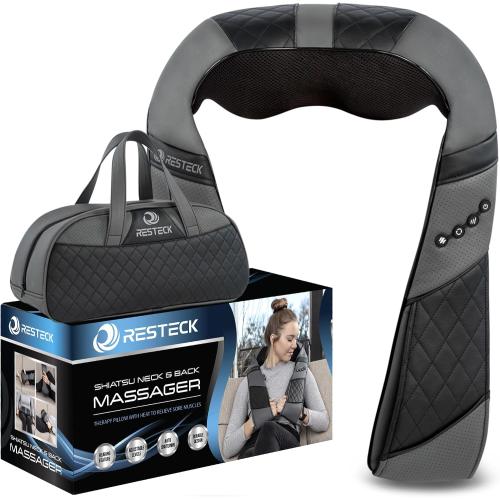 RESTECK Massagers for Neck and Back with Heat - Deep Tissue 3D Kneading Pillow, Electric Shiatsu Shoulder Massage, Foot, Legs,Body - Relieve Muscle Pain - Office, Home & Car