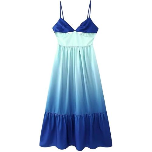Size L ...Women European and American Gradient Sling Waist Dress