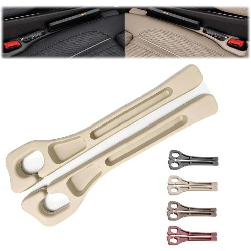 Car Seat Gap Filler Set of 2, Premium Interior Car Accessories, Multifunctional Car Storage Solution with Non-Slip Design, Fits Most Vehicles (Beige)