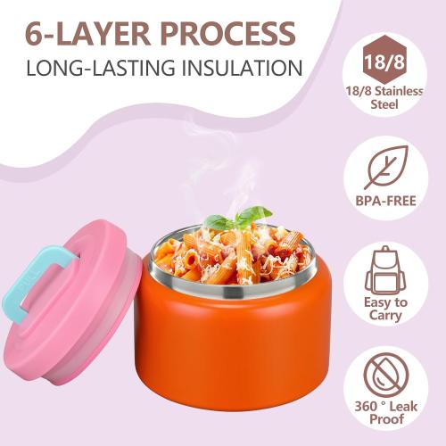 PIQUEBAR 8oz Kids Thermo for Hot Food,Small Lunch Thermo Food Container Stainless Steel,Easy Open Wide Mouth Thermo for Hot Cold Food for Preschool Travel