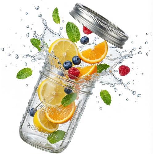WELLIFE 6-Pack Mason Jars 16 oz with Lids – Wide Mouth Glass mason jars, Airtight Leak-Proof canning jars 16 oz for Food Storage, Fermenting, Pickling, Freezing, and Crafts