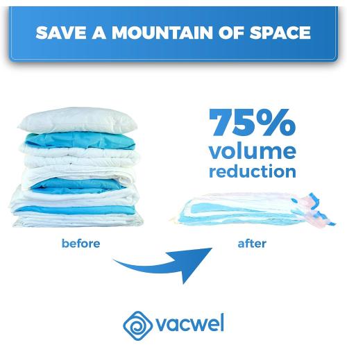 Vacuum Storage Bags for Clothes, Quilts, Pillows, Space Saver Size - Extra Strong Vacuum Seal Bags - 6x Pack Jumbo (43x30in)