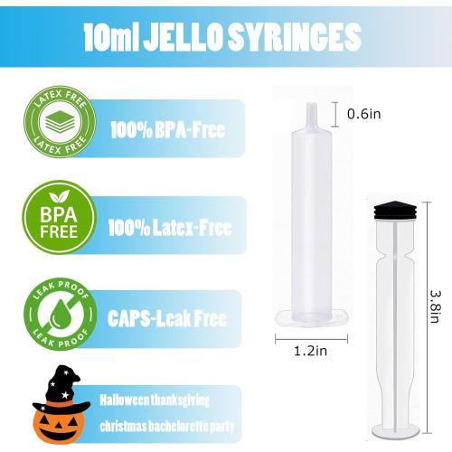 125 Pack Jello Syringes with Caps, 10ml Reusable Plastic Syringes for Party Desserts, Jelly, Pudding, Juice - BPA-Free Halloween Thanksgiving Christmas Birthday Supplies
