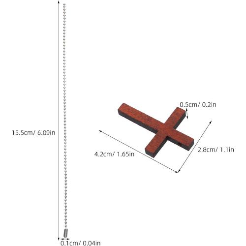 Cabilock Wood Pocket Cross Charms, 50Pcs Wooden Crosses Pendants with Chains, Crucifix for Church Praying Easter Christian Present, Crafts for DIY Necklace Keychains