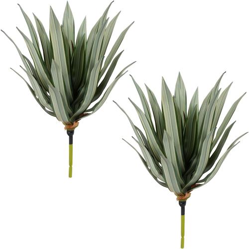 Velener Artificial Outdoor Agave Plants, Light Green Outdoor Faux Plants with Broad Sword-Shaped Leaves, Small Size UV Resistant Fake Agave Plants for Indoor and Outdoor Decor(14 Inch)-2 Pack