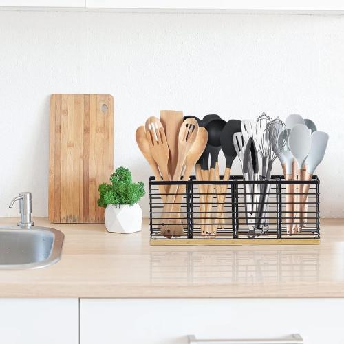 Suli Extra Large Kitchen Utensil Holder Countertop with Removable Divider