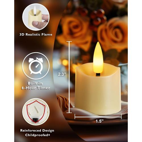 12 Pack Timer LED Flameless Votive Tealights