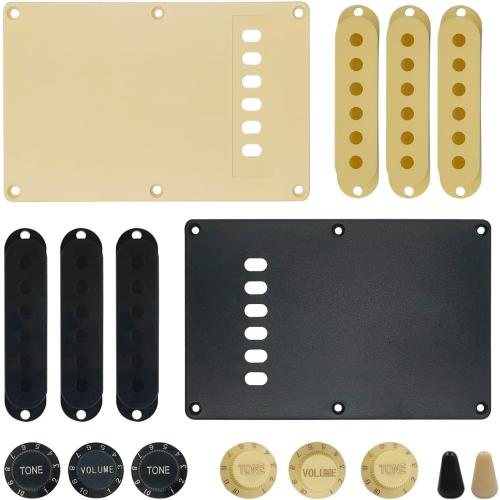 findTop 2 sets Guitar Kit, Switch Tip Cap, for Electric Guitar Assembly (Black and Yellow)