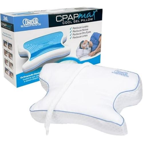 Contour CPAPMax Cool CPAP Comfort Bed Pillow for Side or Back Sleepers - Breathe Easier, Reduce Mask Discomfort and Air Leaks