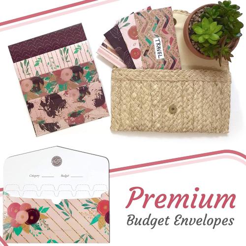Saveyon 12 Laminated Budget Envelopes & Budget Sheets for Cash Envelope System, Money Envelopes for Budgeting, Budget Planner Organizer to Simplify Your Money Management & Expense Tracking