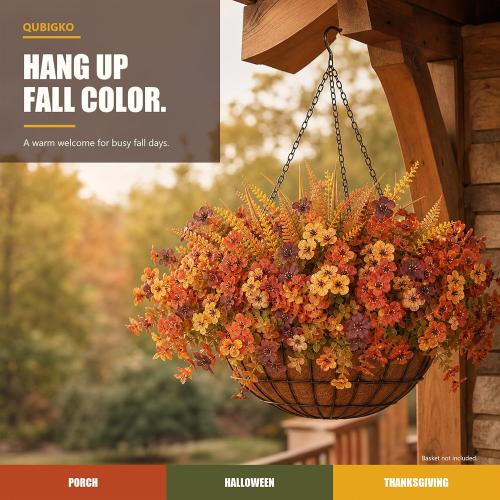 20 Bundles Artificial Fall Flowers for Outdoors, Front Porch Planter Decor