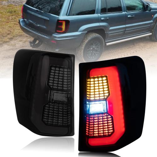 LED Tail Lights Assembly for 1999-2004 Jeep Grand Cherokee Rear Brake Lamps Back Lights Stop Lights Reverse Turn Signal Lamp Assembly
