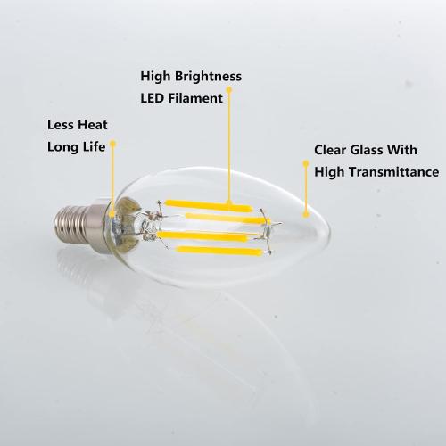 SHUWDKAR 12 Volt Candelabra Bulbs LED 4W E12 Bulbs 40 Watt Equivalent 3000K