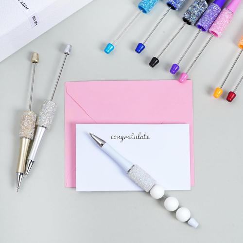 10Pcs Beadable Pens Plastic Bead Ballpoint DIY Cute Cool Pens Black Ink