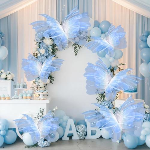 Geelin 6 Pcs Large Gradient Blue Butterfly Decorations, 3D Party Decor