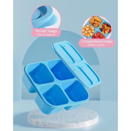 Canfanni 4 Pcs Snack Box Containers Set, Reusable 4 Compartment Lunchable Container with 2Pcs Sauce Containers, Stackable BPA-Free Bento Box for School, Work, Travel (4 Color)