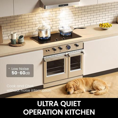 Under Cabinet Range Hood 30 Inch, 1200 CFM Kitchen Vent Hood, 4 Fan Speeds, Gesture & Touch Control with Memory Mode, Auto Shutoff Timer, Removable Grease Filters