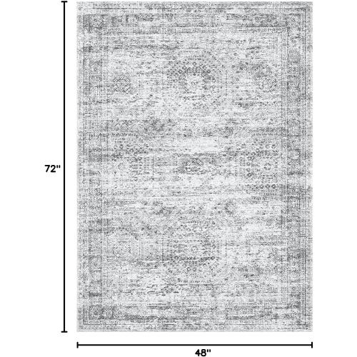 Soalmost 4x6 Area Rug for Living Room, Washable Rugs Non-Slip, Grey