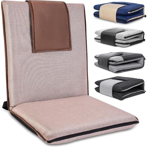 Floor Chair with Back Support 14-Position Adjustable Floor Chair Portable Ground Seating for Adults & Kids Foldable Meditation Seat with Japanese KOYO Bearings & Washable Linen Cover (Coffee)