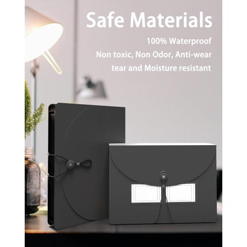 Expanding File Folder, 24 Pocket Accordion A4 Letter Size Portable Document Organizer with Colored Tabs, Expandable Bill Coupon Folder - Black