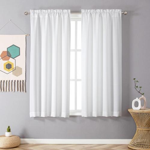 Chyhomenyc White Curtains 63 Inch Length 2 Panels