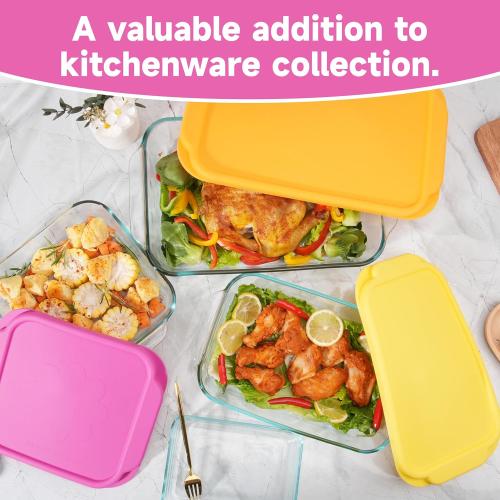 Silicone Lids for Pyrex 222丨232丨233丨222-D丨232-D丨233-D Glass Baking Dish, 3 Pack Silicone Lids for Pyrex Glass Baking Dish, Dishwasher & Freezer & Microwave Safe (Baking Dish Not included)