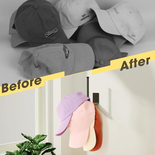 Durmmur Stainless Steel Hat Organizer, Hat Rack for Wall,Each Holds 15 Hats