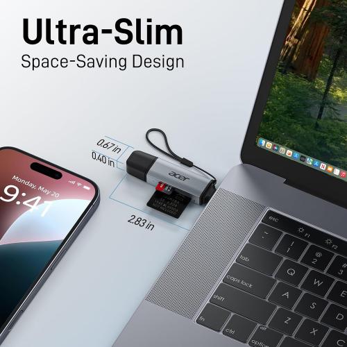 acer SD Card Reader USB C, Dual Slots USB Type C to Micro SD Card Adapter