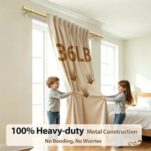 KAMANINA Gold Curtain Rod 32 to 58 Inch, Heavy Duty Window Treatment Rods