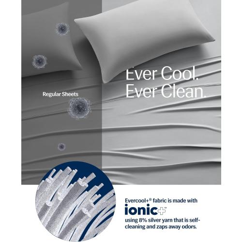 REST® Evercool®  Cooling Pillowcases King - 2 Pillowcases for Sensitive Skin, Silver Infused Fabric for Hygienic Sleep, Silky Smooth for Curly Hair, High Elastic for Snug Fit (19x35 inches)