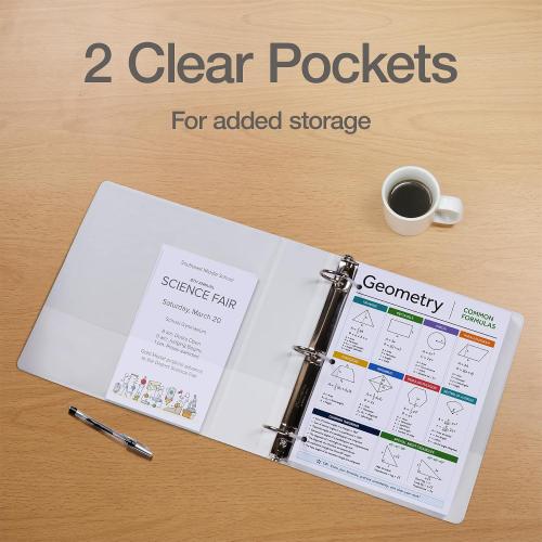 Oxford 3 Inch 3 Ring Binders, 2 Pack, White, Holds 750 Sheets