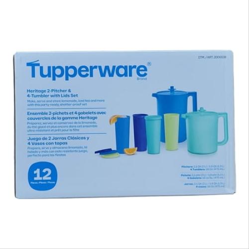 Tupperware Heritage Series with Lids Pitcher and Tumbler Set 12 Count