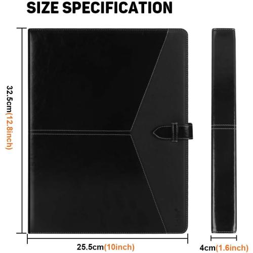 Toplive Padfolio 3 Ring Binder Organizer Business Portfolio Folder for Women, A4/ Letter Size PU Leather Professional Portfolio Padfolio for Interview Conference Presentation, Black