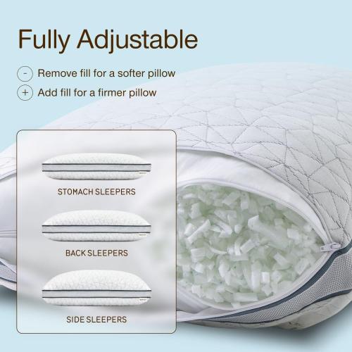 Coop Home Goods Eden Bed Pillow Queen Size for Sleeping on Back, Stomach and Side Sleeper- Medium Soft Memory Foam Cooling Gel - CertiPUR-US/GREENGUARD Gold