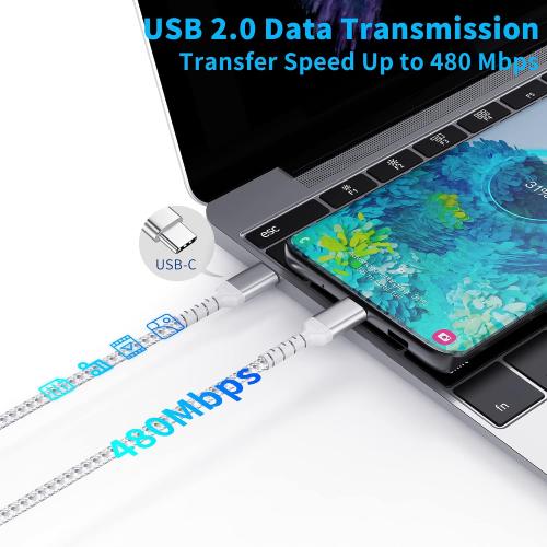 3ft USB-C to USB-C Cable for iPhone 16/15 Pro/Max, Braided USB Type C to Type C Fast Charging Cable Compatible with Samsung Galaxy Google Pixel, USBC to USBC Cable 1m