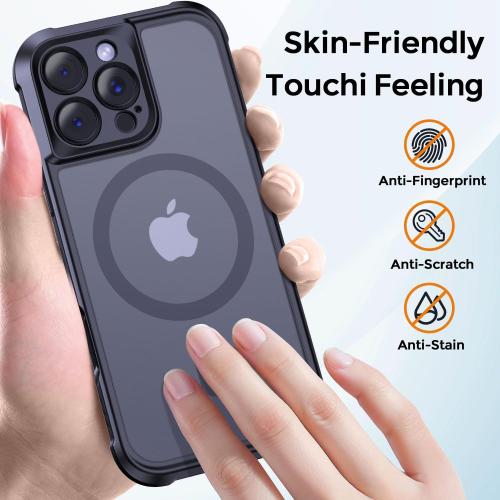 iPhone 16 Pro Max Case, [Full Camera Protection] [Compatible with Magsafe] Military-Grade Shockproof, Anti-Fingerprint Translucent Matte Phone Case,Black