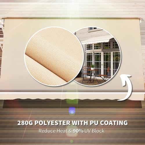 Outsunny 12 ' x 10' Patio Retractable Awning with Crank Handle Beige