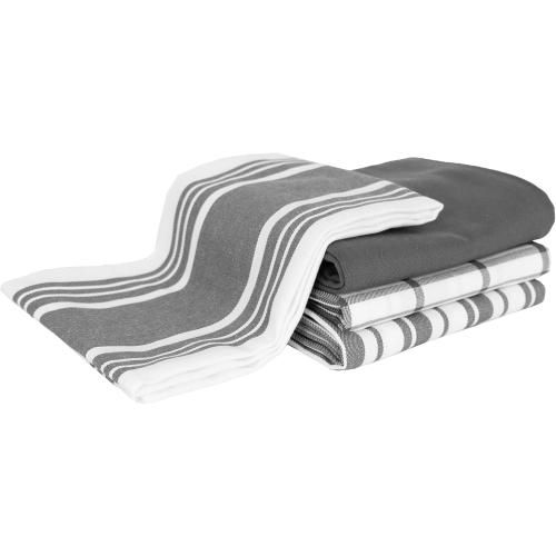 All-Clad Woven Bistro Kitchen Towels: Highly Absorbent, Super Soft Long Lasting - 100% Cotton, 20x30 Dish Towels for Cleaning & Drying Dishes, Pans, Glassware, or Countertops, (4-Pack), Pewter
