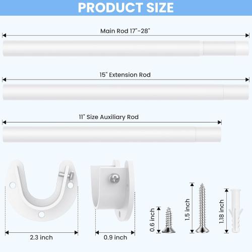 Closet Rod, 17-84in Stepless Adjuatable closet rods for Hanging Clothes