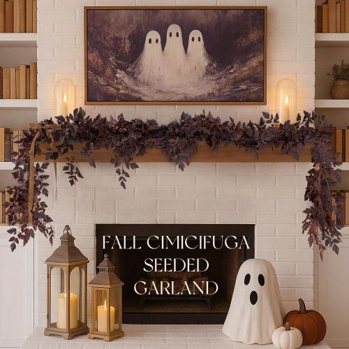 Fall Decorations for Home - 2 Pack 6 Ft Plum Cimicifuga Seeded Garlands