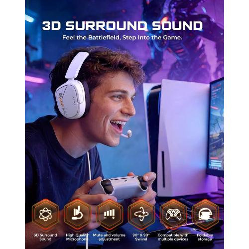NUBWO HG04L Gaming Headset for PS5/PS4, Xbox Series X|S/Xbox One, Switch – 250g Lightweight, Clear Unidirectional Mic, Soft Memory Earmuffs, 3.5mm Jack for Gaming & Work (Splitter not Included)