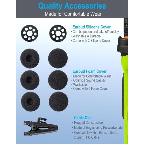 commountain Earpiece for Motorola Radios R2, CP100D, CP200D, 5 Pack