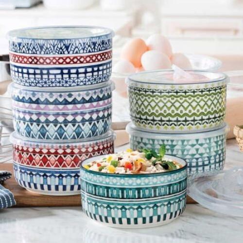 Signature 6-Piece Stoneware Bowl Set with Vented Lids, Dishwasher & Microwave MISSING TWO BOWLS
