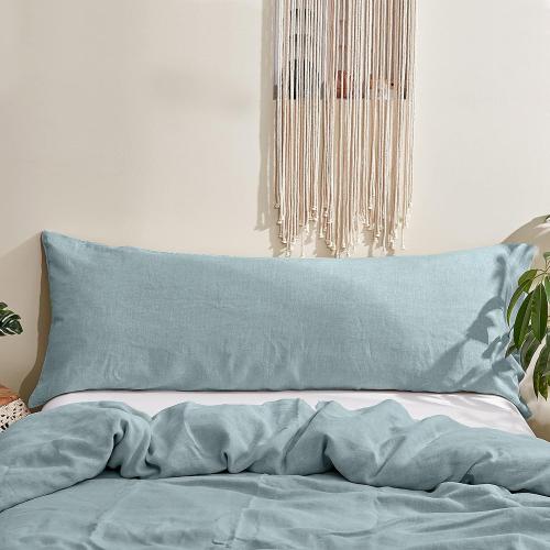 Simple&Opulence Body Pillow Cover 20 x 54,100% Pure Linen, Ultra Soft and Breathable, Body Pillowcase with Envelope Closure for Adults(Dusty Blue)