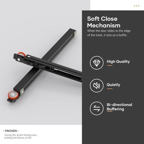48inch Concealed Sliding Barn Door Hardware with Soft Close Mechanism, Wall Mount System, Fit MIN Opening Width 40in, Invisible Floor Track, Aluminum(Door is not Included)
