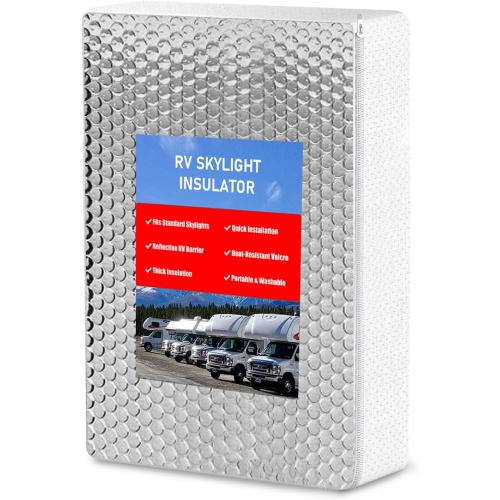 1 Pack RV Skylight Insulator 22''x14''X3'', RV Vent Insulator, RV Skylight Cover with Reflective Surface, Waterproof RV Vent Insulation for Inside Camper, RV Skylight Pillow