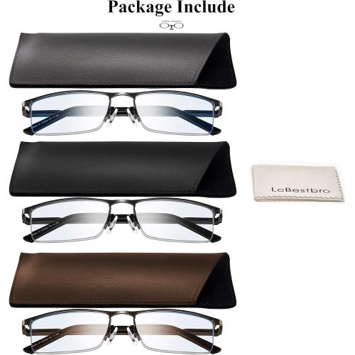 Lcbestbro Reading Glasses for Men, 2.0 Blue Light Blocking Reading Glasses Metal Readers