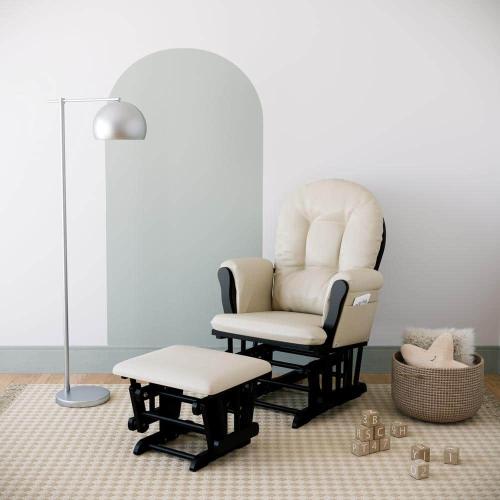Hoop Black with Beige Cushion Glider and Ottoman Set